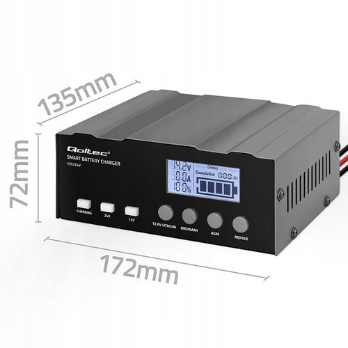 Prostownik SAMOCHODOWY AUTOMAT Z FUNKCJĄ NAPRAWY AKUMULATORÓW 12V 24V 12A na Arena.pl