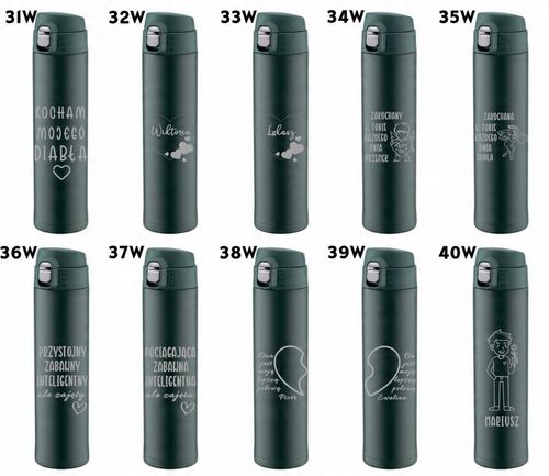 Kubek termiczny zielony z ustnikiem blokadą 520ml GRAWER logo Urodziny na Arena.pl