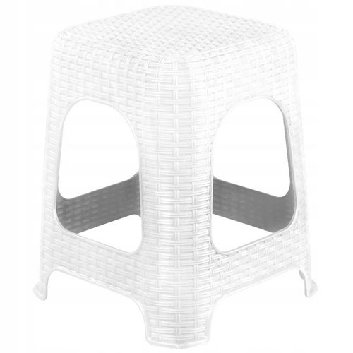 Taboret plastikowy 45cm Ratan biały na Arena.pl