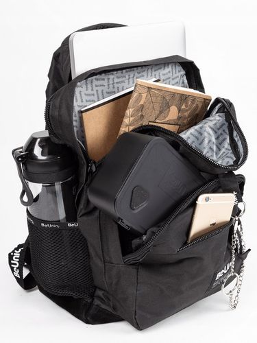 PLECAK SZKOLNY TORNISTER MŁODZIEŻOWY BeUniq CZARNY z łańcuszkiem na Arena.pl