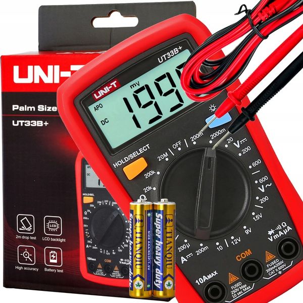 UNI-T UT33B+ Multimetr do domu samochodu auta TEST Baterii 2x AAA + zdjęcie 1