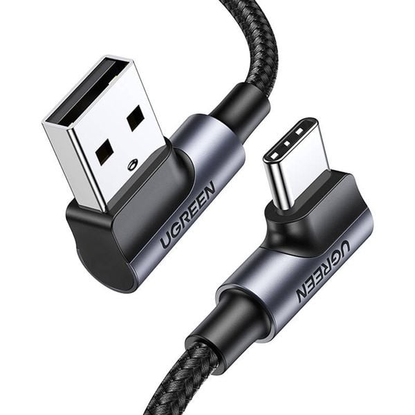 Kabel USB do USB-C, kątowy UGREEN US176, 3A, 2m (czarny) zdjęcie 4