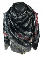 Versoli - ciepła dwustronna chusta zwierzęcy print szary czarny beż NCH-5