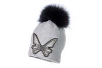 Jamiks AVILLLA czapka dla dziewczynki na zimę szara 48-50