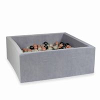 Suchy basen 110x110x40cm Velvet Soft Jasnoszary z piłeczkami 600szt (różowozłote, opalizujące, metaliczny grafit)