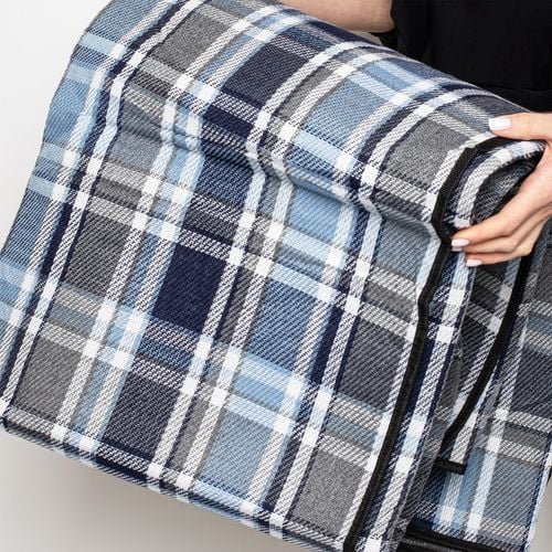 Koc Piknikowy 200X200 Cm - Niebiesko Szara Kratka na Arena.pl