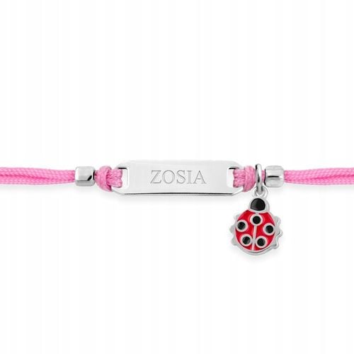 Bransoletka Srebrna 925 Biedronka z Grawerem Prezent na Chrzest dla Dziecka na Arena.pl