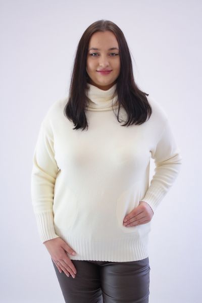 Sweter Golf z Kieszeniami Kremowy UNI zdjęcie 3