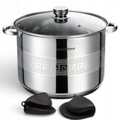 Garnek ze stali MASTERPAN z pokrywką i łapkami silikonowymi25,4L