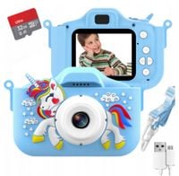 APARAT CYFROWYDLA DZIECI FULL HD JEDNOROŻEC NIEBIESKI + KARTA 32GB