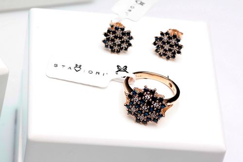 kolczyki złote z szafirami i brylantami na Arena.pl