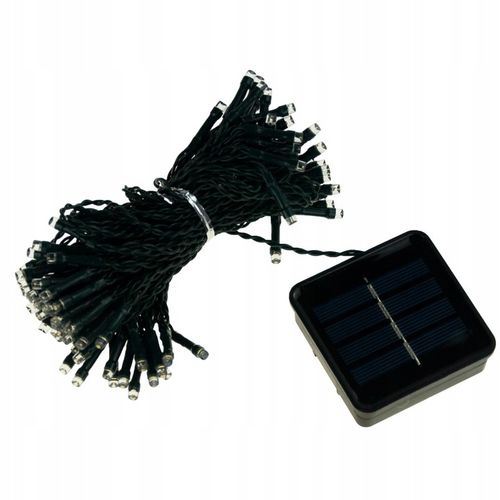 LAMPKI CHOINKOWE SOLARNE 100 LED 10m GIRLANDA CIEPŁE BIAŁE 8 FUNKCJI na Arena.pl