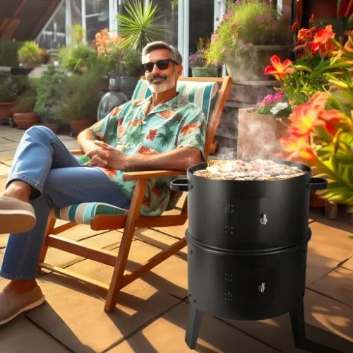 GRILL WĘDZARNIA OGRODOWY WĘGLOWY PALENISKO 3W1 TERMOMETR 3 RUSZTY na Arena.pl