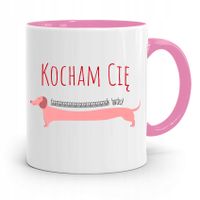 Kubek Różowy Na Walentynki Kocham Cię Taaak Bardzo Z Nadrukiem Ze Zdjęciem