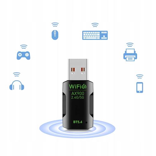 KARTA SIECIOWA ADAPTER BLUETOOTH 5.4 WiFi 6 BT USB 900 MBPS WPA3 ODBIORNIK na Arena.pl