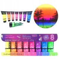 Farby Akrylowe NEONOWE Zestaw Farb Akrylowych Neonowych Farba NEO 8sztx21ml