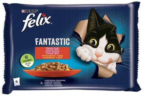 PURINA FELIX FANTASTIC MOKRA KARMA DLA DOROSŁYCH KOTÓW W GALARETCE 4 X 85 G na Arena.pl