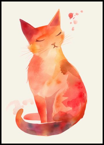 Plakat 67,5x95cm Akwarelowy Kot na Arena.pl