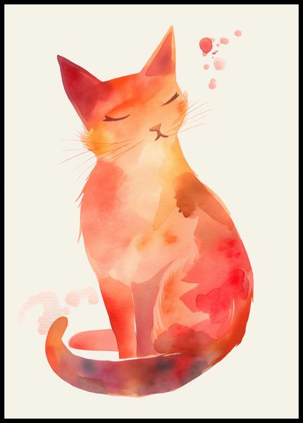 Plakat 67,5x95cm Akwarelowy Kot zdjęcie 2