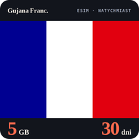 Karta eSIM Internet Gujana Franc. 5 GB na 30 dni - bez rejestracji