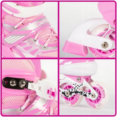 ROLKI REGULOWANE DLA DZIECI DZIEWCZYNKI 38-41 RÓŻOWE DZIECIĘCE MŁODZIEŻOWE na Arena.pl