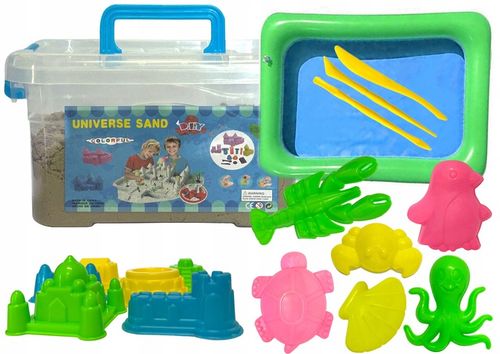 ZESTAW PIASEK KINETYCZNY 2kg + BASEN PIASKOWNICA FOREMKI WALIZKA 18 elem na Arena.pl