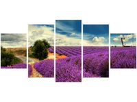 70CM 150CM ZEGAR 5 ELEM LAWENDOWY KRAJOBRAZ DRUK OBRAZ