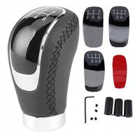 UNIWERSALNA GAŁKA ZMIANY BIEGÓW SKÓRA 5 6 BIEGOWA czarna skóra lita