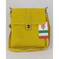 Zamszowa listonoszka Vera Pelle ,pojemna przewieszka format A5 Żółta LK44GIA