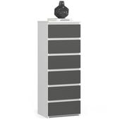 Wąska komoda do salonu, STILO, 40x35x109, biały, grafit, mat | TYLETEGOTU