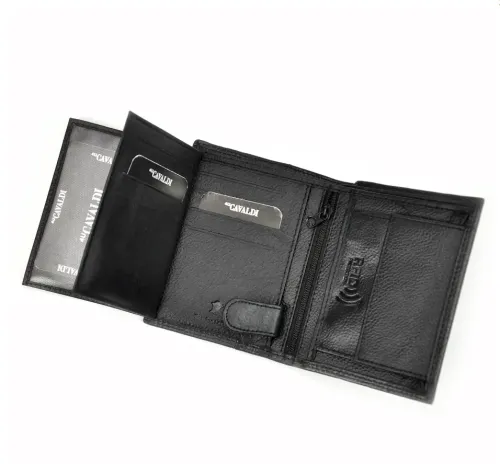 męski portfel cavaldi n4-scv rfid skóra naturalna czarny + czerwony na Arena.pl