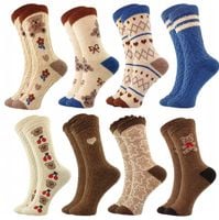 ZESTAW 8 PAR GRUBE CIEPŁE SKARPETKI DAMSKIE ZIMOWE WEŁNIANE ANGORA WYGODNE