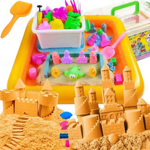 DUŻY POMARAŃCZOW PIASEK KINETYCZNY 3KG+BASEN FOREMKI PIASKOWNICA DLA DZIECI na Arena.pl