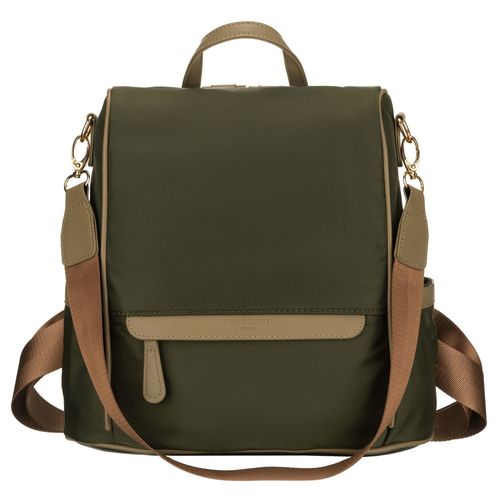 zielony, miejski plecak damski z nylonu i skóry ekologicznej z doczepianym na Arena.pl