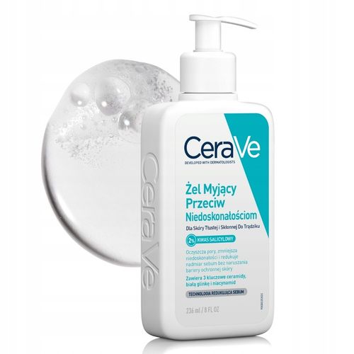 CeraVe Emulsja Nawilżająca do Mycia 236ml, Żel Myjący Trądzik 236ml +GRATIS na Arena.pl