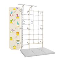 Drabinka gimnastyczna NEXT 3 DINO biała | ścianka, siatka, materac