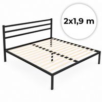 ŁÓŻKO METALOWE MODERNHOME 400KG CZARNE 190X200 MINIMALISTYCZNE
