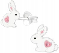 Kolczyki srebrne dla dziewczynki dzieci wkrętki zajączki króliczki srebro