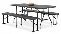 Zestaw Ogrodowy Cateringowy Biesiadny Bankietowy STÓŁ 180cm 2 Ławki Czarny