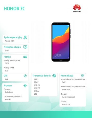 Huawei HONOR 7C Dual SIM czarny na Arena.pl