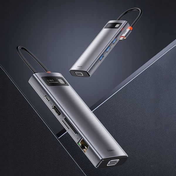 BASEUS ADAPTER HUB USB-C 3xUSB HDMI 9w1 RJ45 SD zdjęcie 15