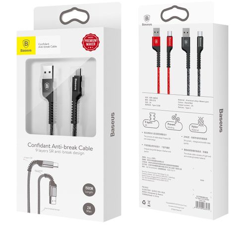 Kabel USB Type-C Baseus Anti-break 2A 150cm czarny na Arena.pl