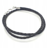 SKÓRZANY RZEMIEŃ PLECIONY 3 MM SKÓRA CZARNY 50 CM
