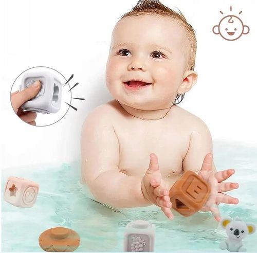 Klocki Sensoryczne Miękkie Gumowe Kreatywne Gryzaki Zestaw Wieża dla Dzieci na Arena.pl