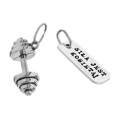 Fit Kolekcja - Srebrne zawieszki na łańcuszek DUMBBELL 001 / SIŁA JEST KOBIETĄ