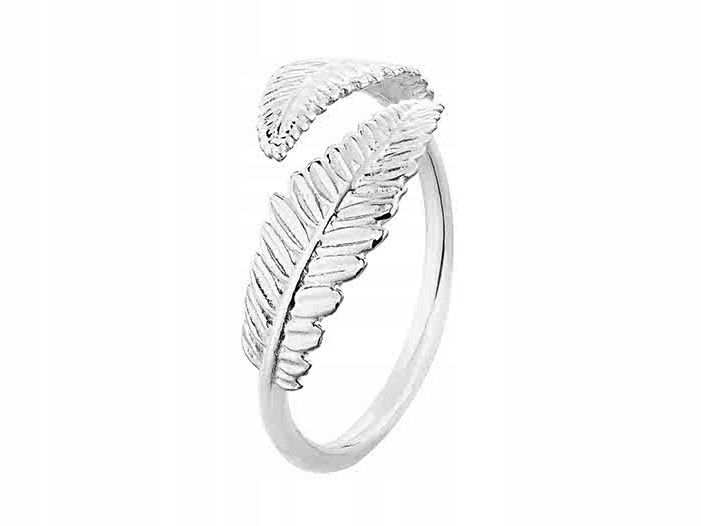 Regulowany Srebrny Pierścionek Liść Paproci Srebro 925 Listek Gałąź Paproć zdjęcie 3