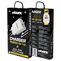 moonx ładowarka sieciowa mc04 pd 20w 1xusb-c + 1xusb qc3.0 + kabel