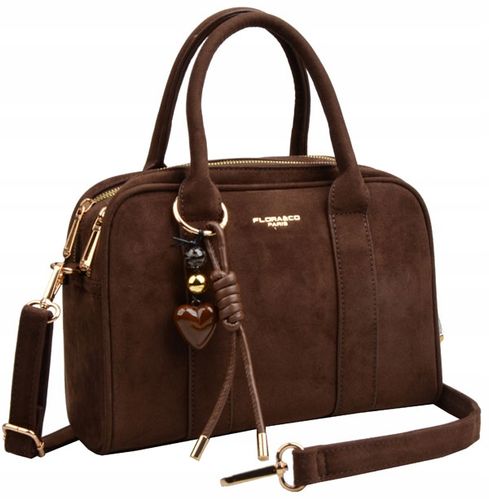 FLORA&CO TOREBKA kuferek do ręki PASEK CZEKOLADA zamsz WIZYTOWA na Arena.pl