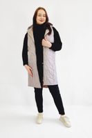 Kamizelka Pikowana Długa Plus Size Beżowa 48