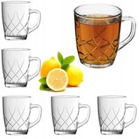 2 x SZKLANKI Z UCHEM DO KAWY HERBATY 280 ML KUBKI SZKLANE ZESTAW 6 SZT KUBK